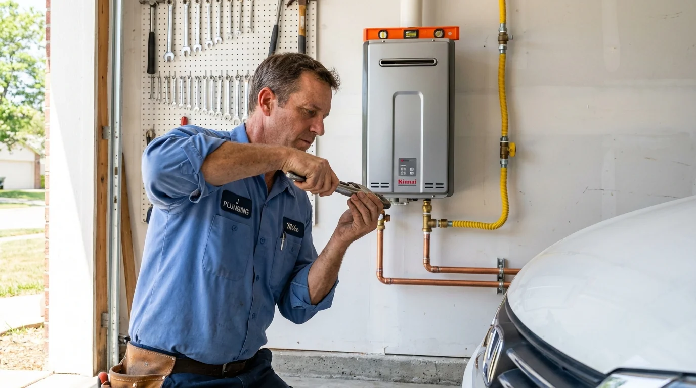 Tankless water heater installation by a Johns Plumbing LLC plumber in Bellaire